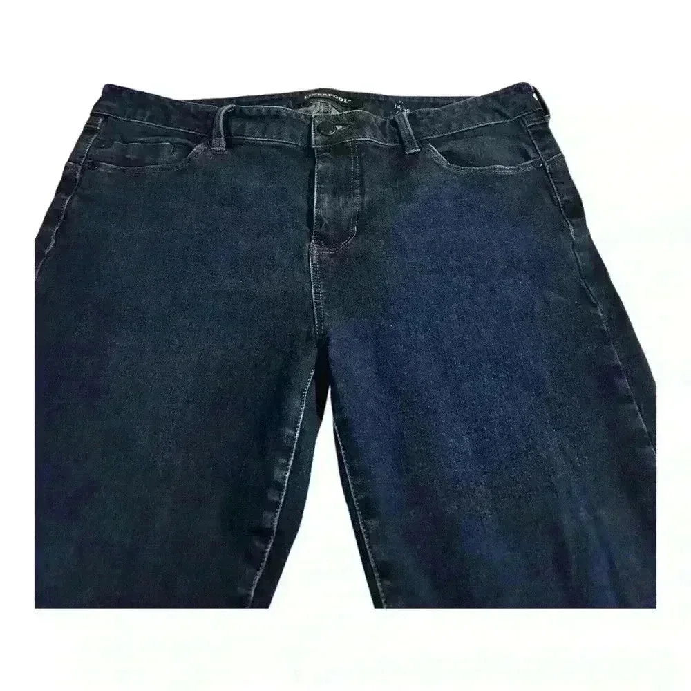 Liverpool Mid Rise Skinny Ankle Jeans Blackout Blue Size 14P
